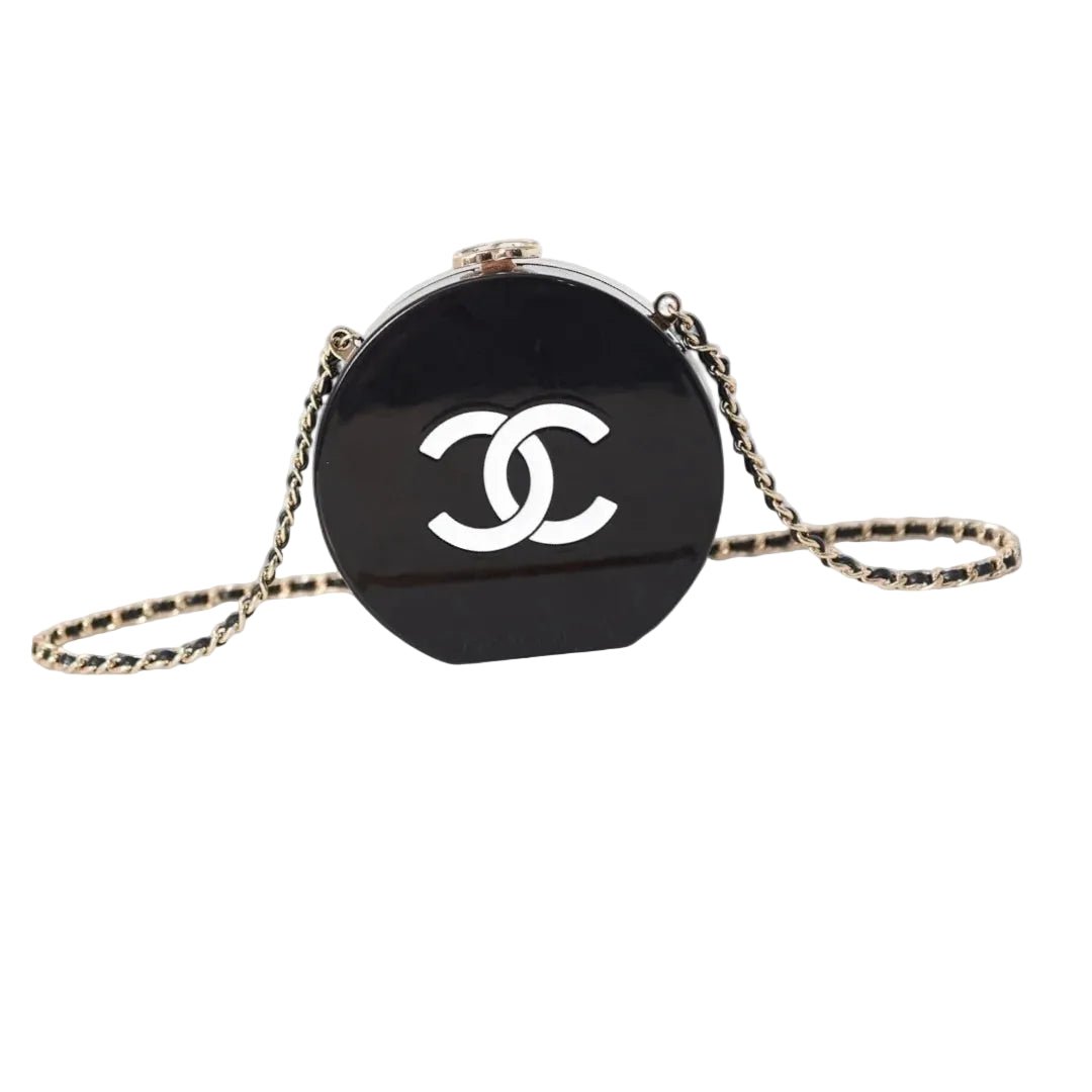 Chanel Resin Plexi Black White CC Camellia Minaudiere Clutch 3