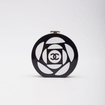 Chanel Resin Plexi Black White CC Camellia Minaudiere Clutch 2