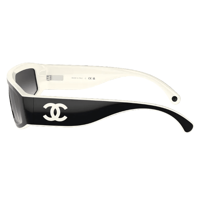 Chanel Shield Sunglasses In a Black and White "Panda-Style" Design 4
