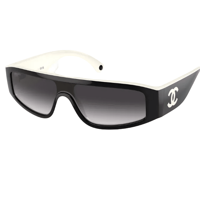 Chanel Shield Sunglasses In a Black and White "Panda-Style" Design 1