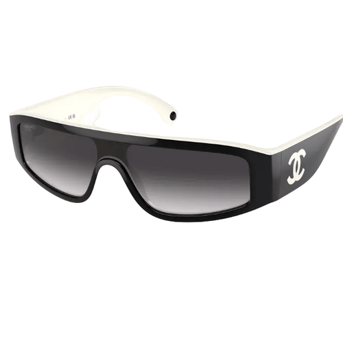 Chanel Shield Sunglasses In a Black and White "Panda-Style" Design