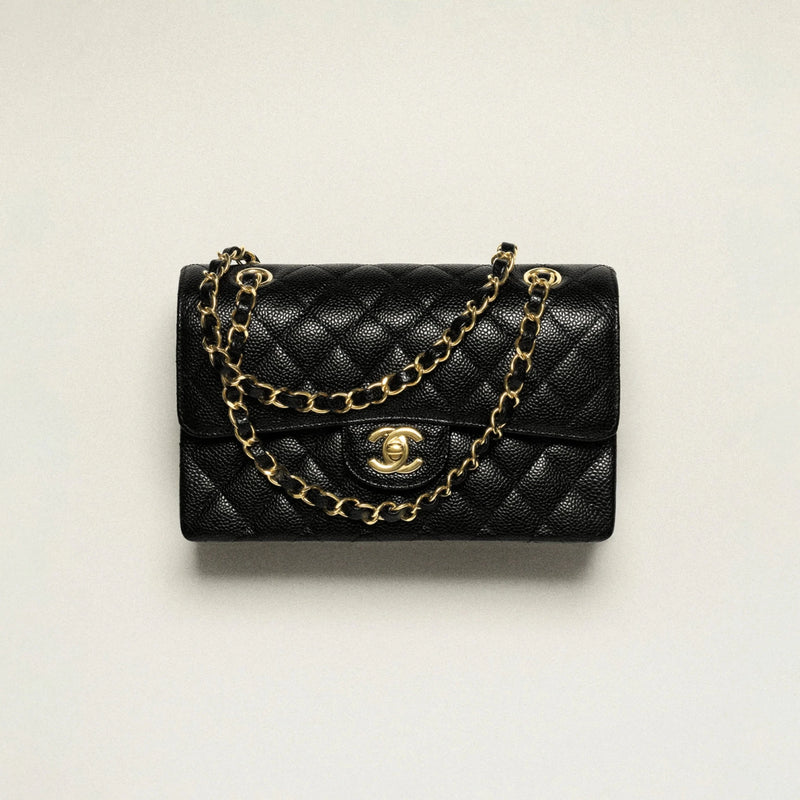 Chanel Small Classic Handbag Grained Calfskin & Gold-Tone Metal Black
