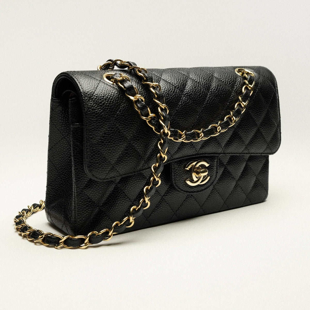 Chanel Small Classic Handbag Grained Calfskin & Gold-Tone Metal Black 6