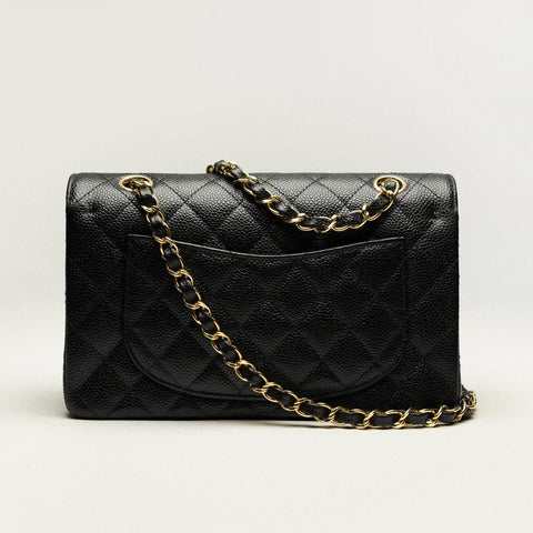 Chanel Small Classic Handbag Grained Calfskin & Gold - Tone Metal Black - BEAUTY BAR