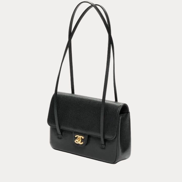 Chanel Small Flap Bag Grained Shiny Calskin & Gold Tone Metal
