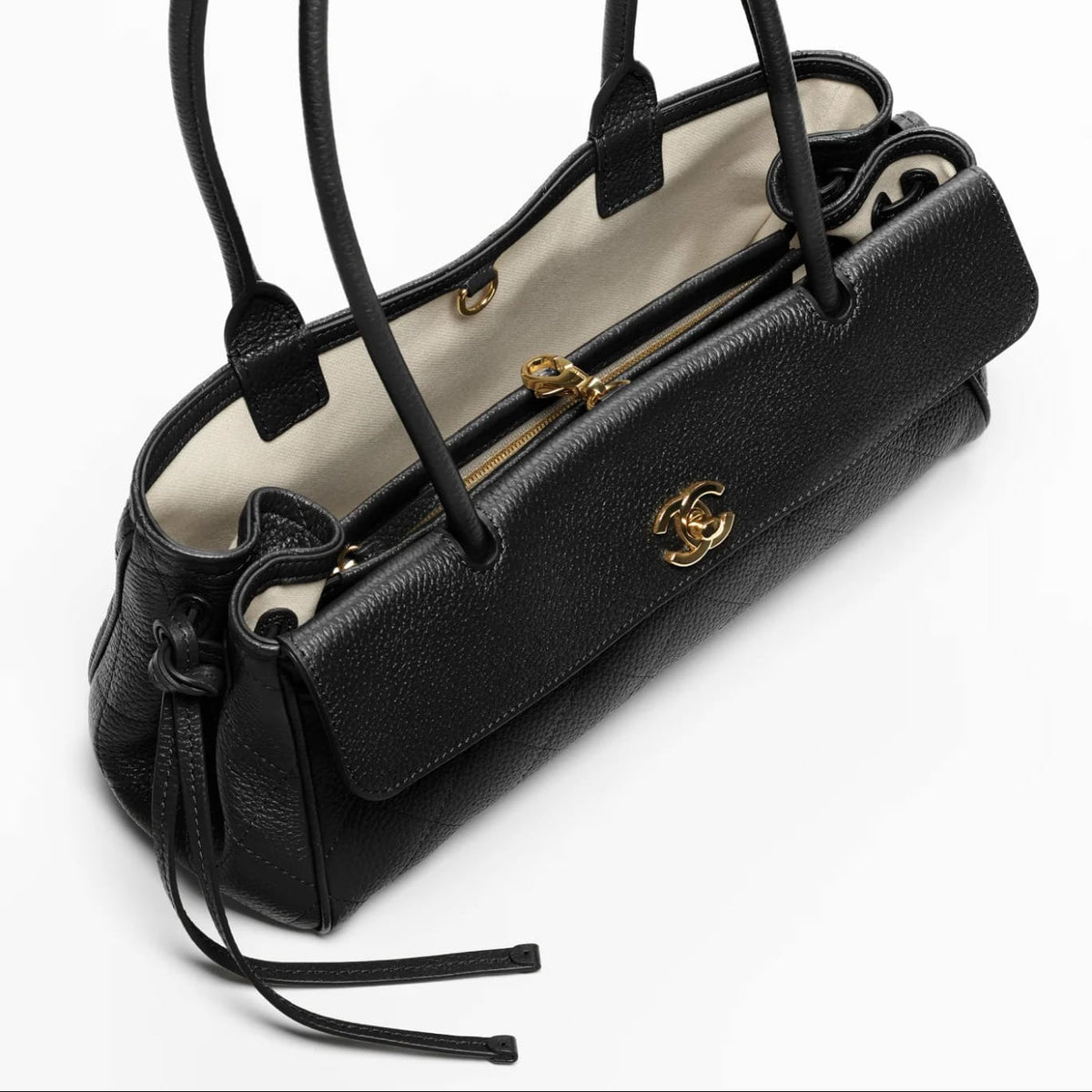 Chanel Tote, Grained Calfskin & Gold-Tone Metal, Black 2