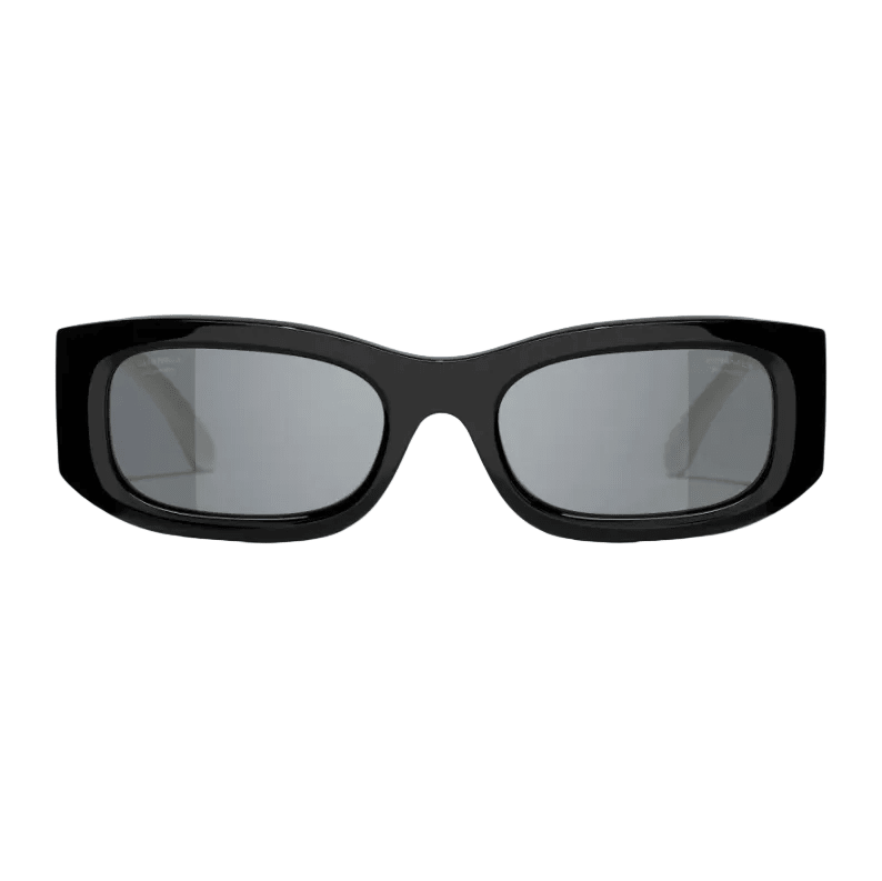 Chanel Two-Tone Black And White Rectangular Sunglasses With CC Logo 1