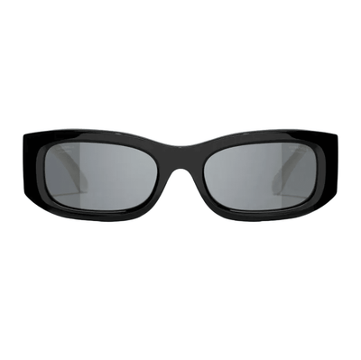 Chanel Two-Tone Black And White Rectangular Sunglasses With CC Logo