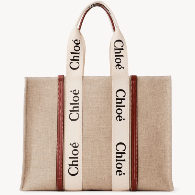 Chloé Large Woody Tote Bag in Linen 4