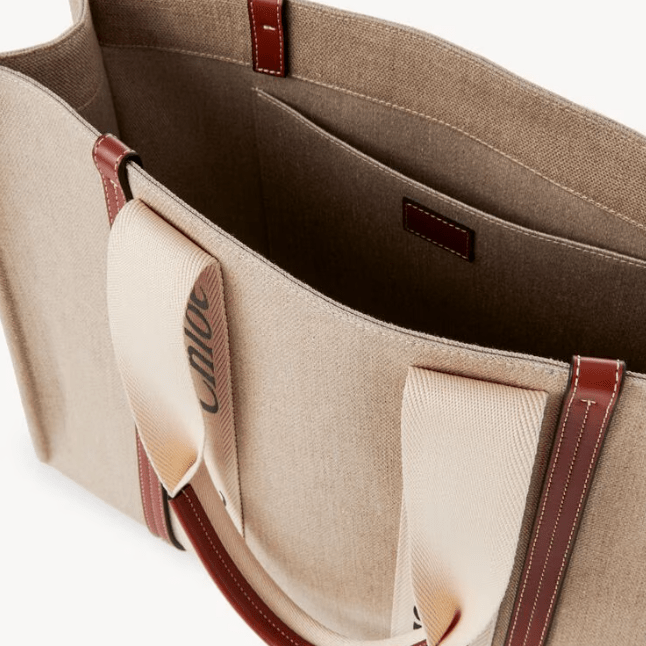 Chloé Large Woody Tote Bag in Linen 5