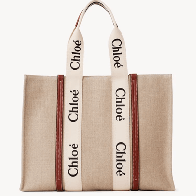 Chloé Large Woody Tote Bag in Linen - BEAUTY BAR