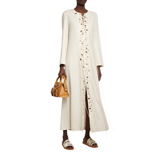 Chloe Off White Logo Print Canvas Woody Flat Slides 9