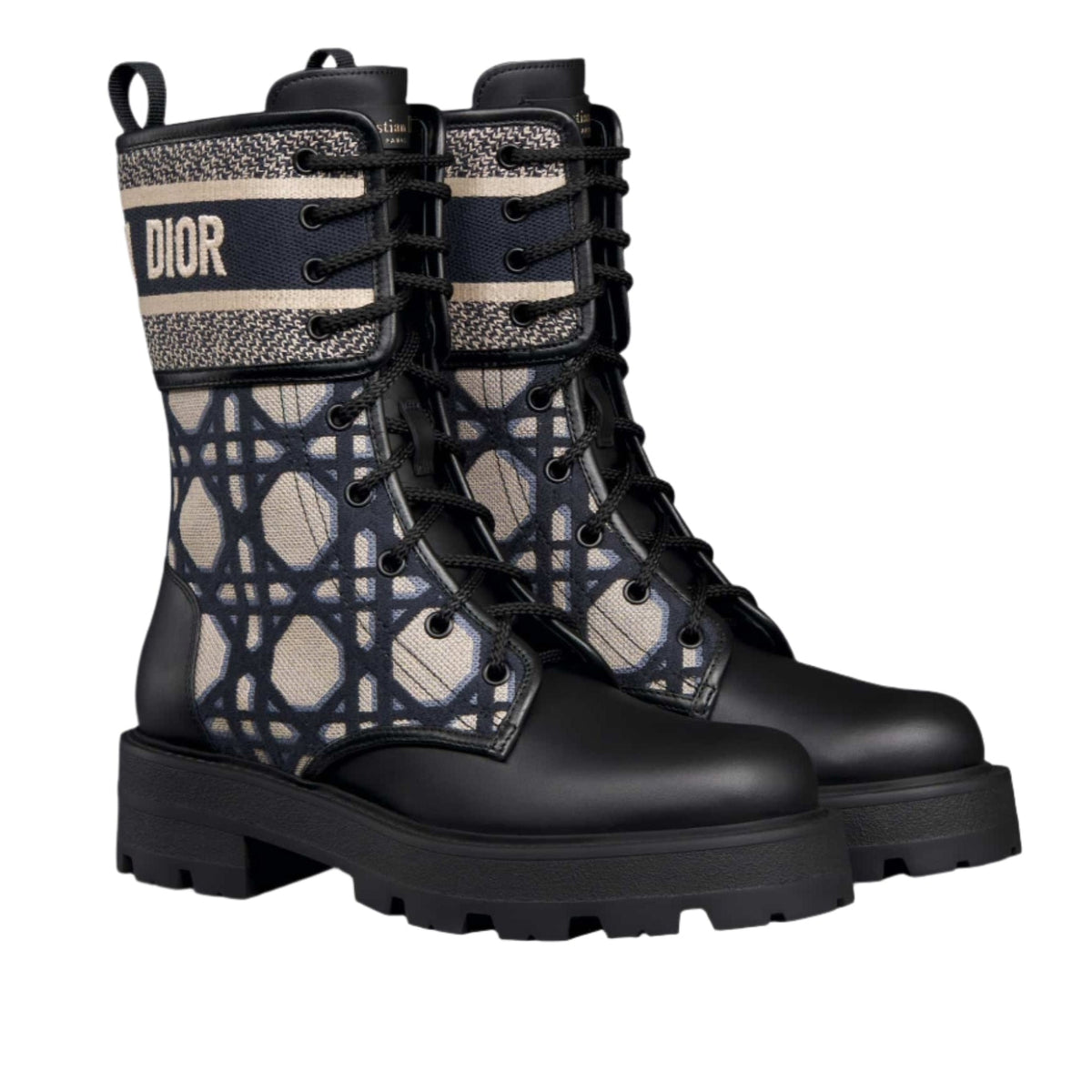 Dior D-Major Black Calfskin Boots with Cannage Detail 1