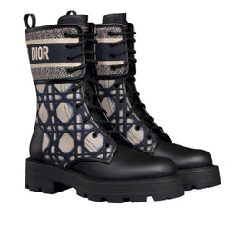 Dior D-Major Black Calfskin Boots with Cannage Detail