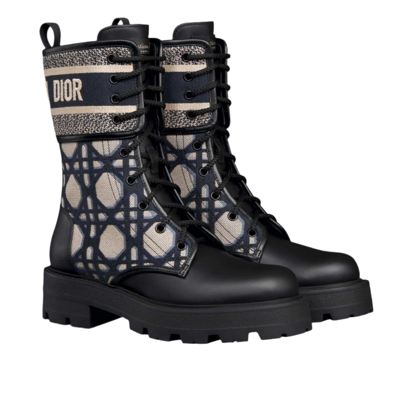 Dior D-Major Black Calfskin Boots with Cannage Detail