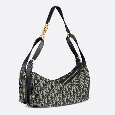 Christian Dior Medium  D-Journey Bag Blue Oblique Jacquard