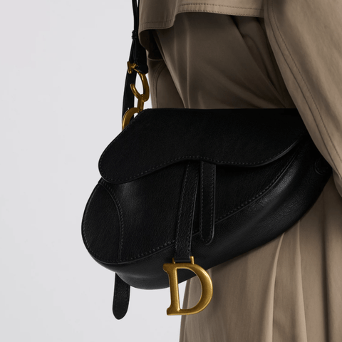 Christian Dior Saddle Bag In Black Grained - BEAUTY BAR
