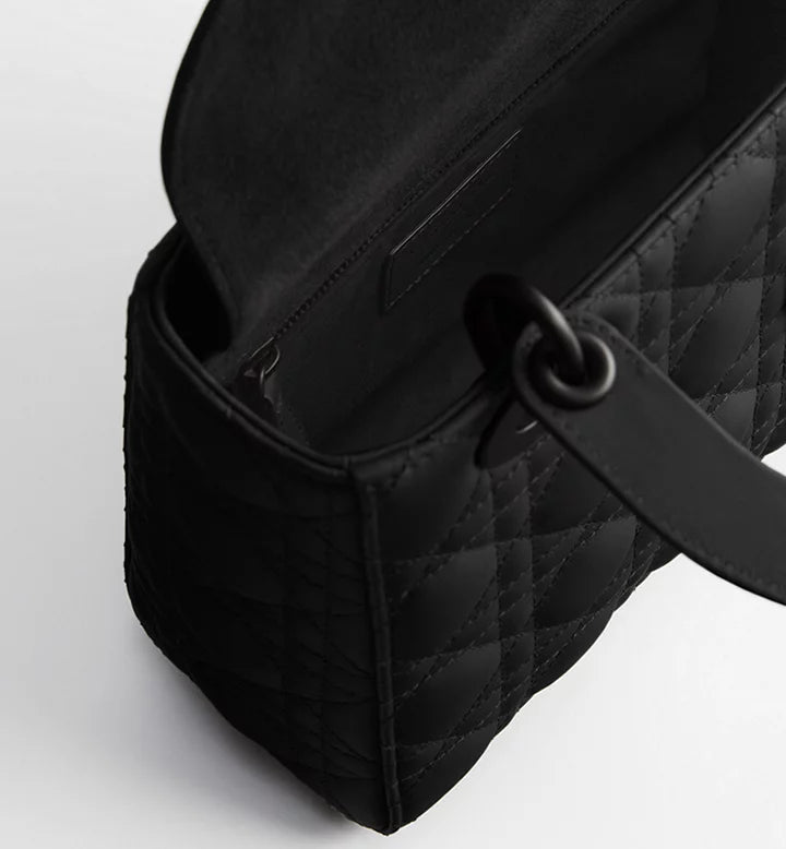 Christian Dior Small bag Completely Matte Black Calfskin With a Cannage Pattern 6
