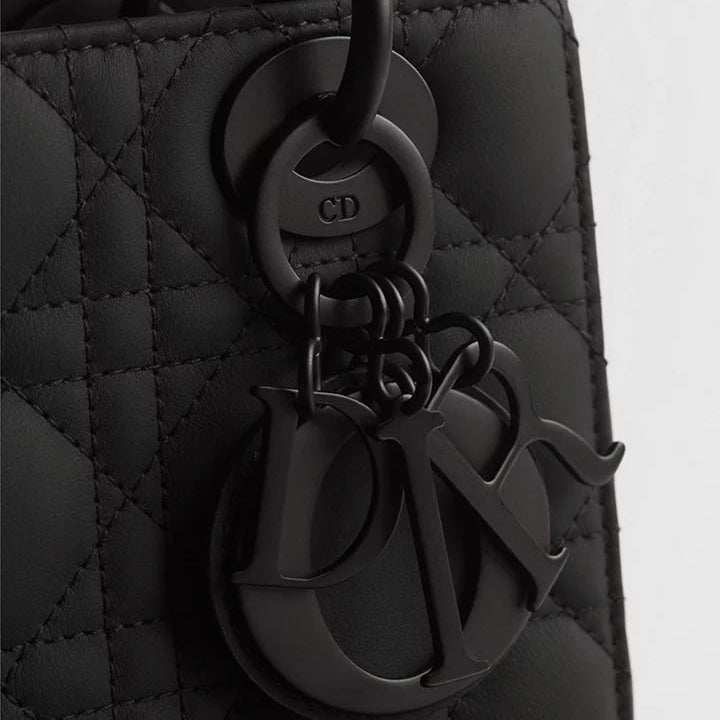 Christian Dior Small bag Completely Matte Black Calfskin With a Cannage Pattern 7