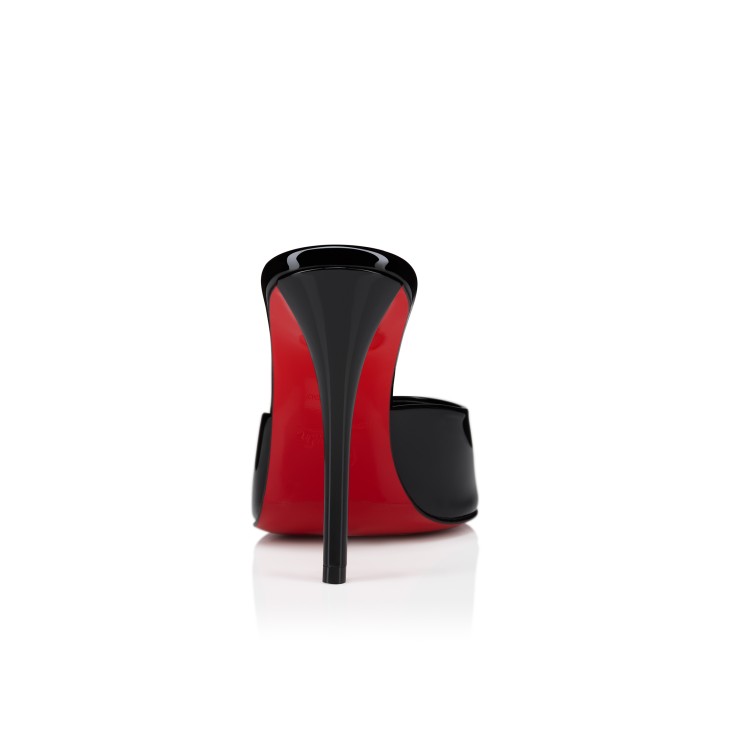 Christian Louboutin Black Patent Leather Peep-Toe Mule Heels 4