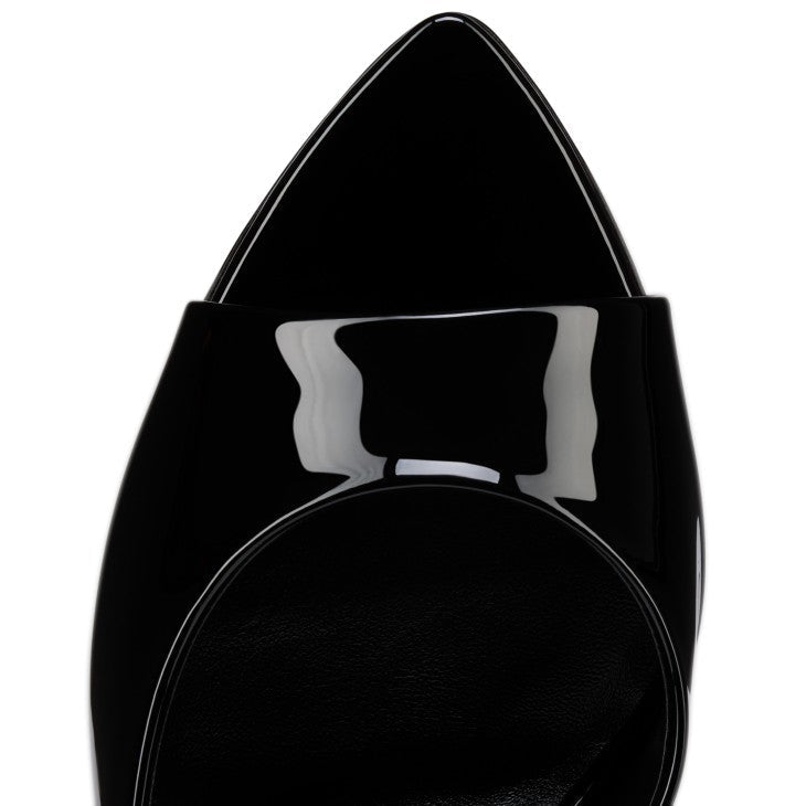 Christian Louboutin Black Patent Leather Peep-Toe Mule Heels 3