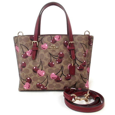 Coach Mollie Tote Bag 25 Signature Canvas Cherry Print - BEAUTY BAR