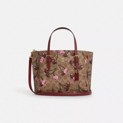 Coach Mollie Tote Bag 25 Signature Canvas Cherry Print - BEAUTY BAR