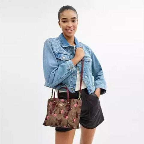 Coach Mollie Tote Bag 25 Signature Canvas Cherry Print - BEAUTY BAR