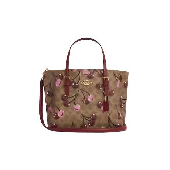Coach Mollie Tote Bag 25 Signature Canvas Cherry Print - BEAUTY BAR