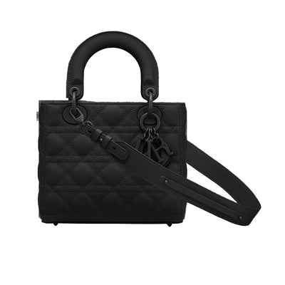 Christian Dior Small bag Completely Matte Black Calfskin With a Cannage Pattern