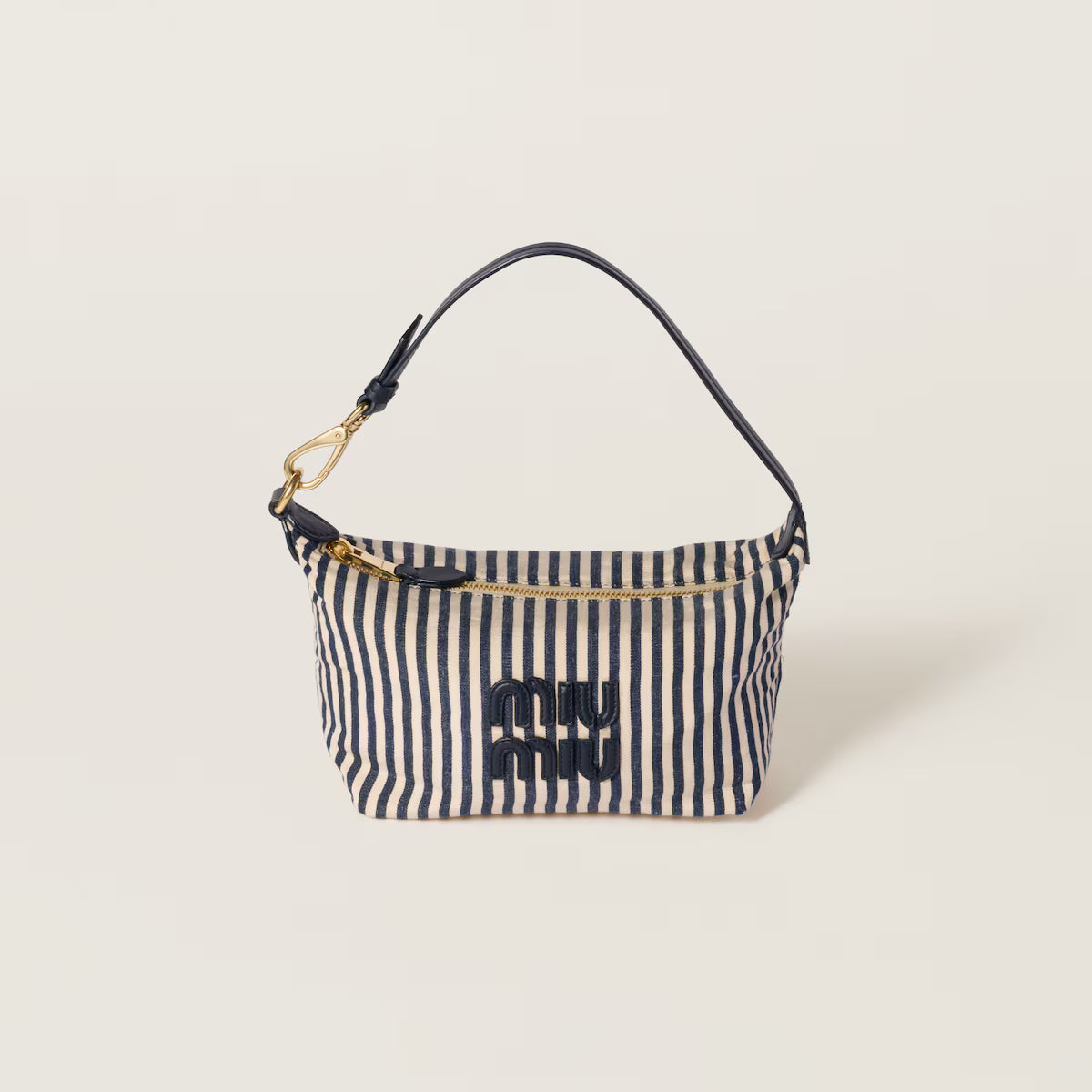Miu Miu Beige/Baltic Blue Jacquard Fabric Pouch 1