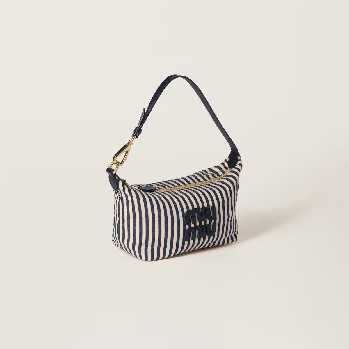 Miu Miu Beige/Baltic Blue Jacquard Fabric Pouch 2