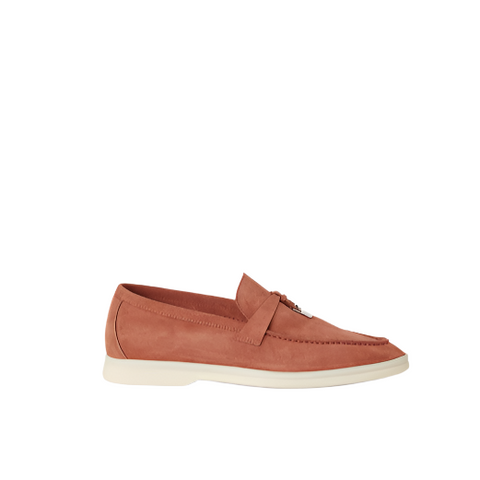 Loro Piana Summer Charms Walk Suede Dusty Orange Loafers