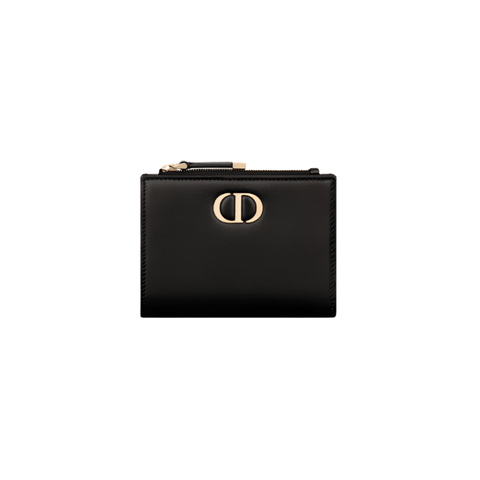 Dior 30 Montaigne Dahlia Wallet Black Smooth Calfskin - BEAUTY BAR