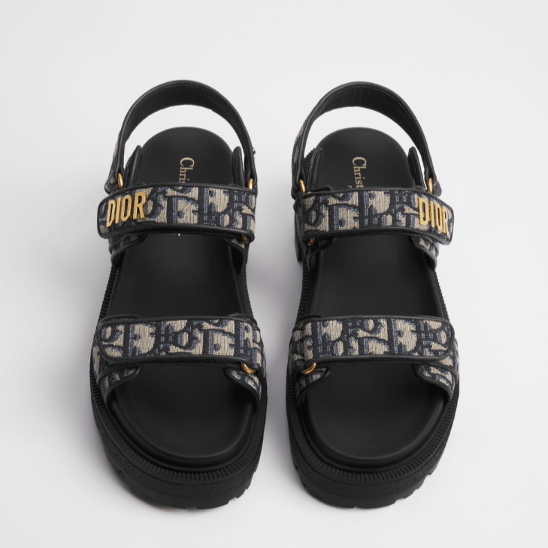 Dior Act Platform Sandal Cotton Embroidered With Deep Blue Dior Oblique Motif 2
