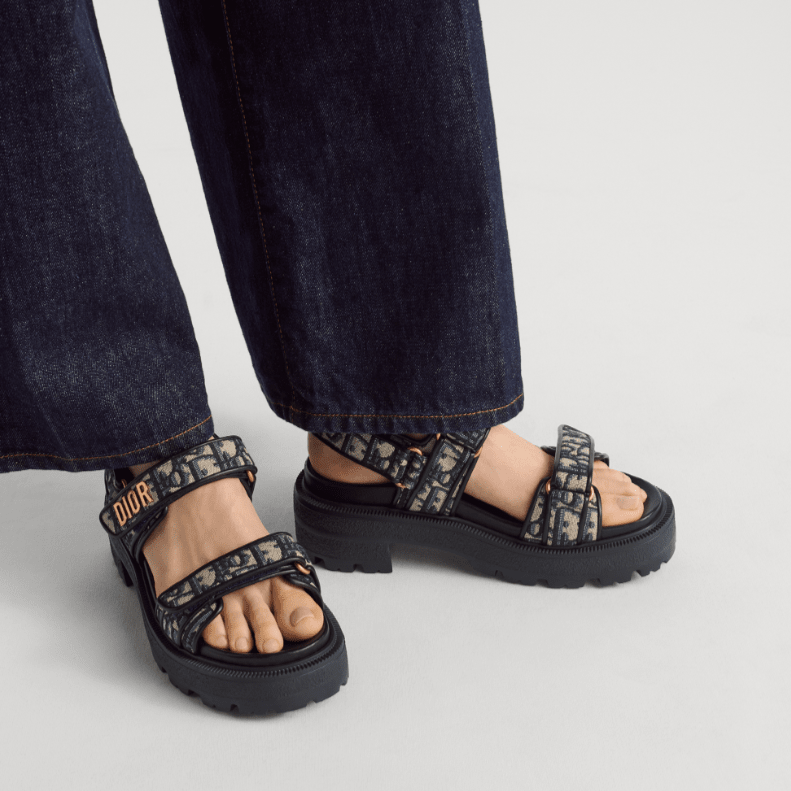 Dior Act Platform Sandal Cotton Embroidered With Deep Blue Dior Oblique Motif 3