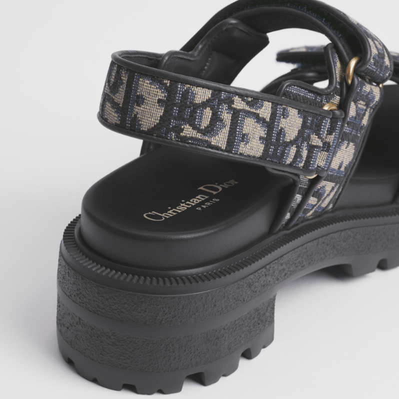 Dior Act Platform Sandal Cotton Embroidered With Deep Blue Dior Oblique Motif 4