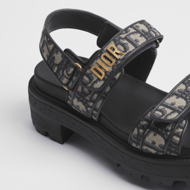 Dior Act Platform Sandal Cotton Embroidered With Deep Blue Dior Oblique Motif 5
