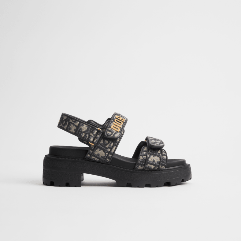 Dior Act Platform Sandal Cotton Embroidered With Deep Blue Dior Oblique Motif 1