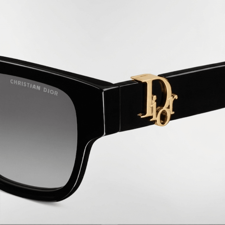 Dior Black Acetate Sunglasses With Gold Hardware 2