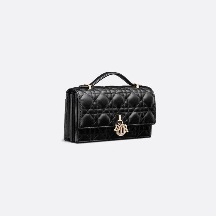 Dior Black Cannage  Bag with Elegant Gold Accents