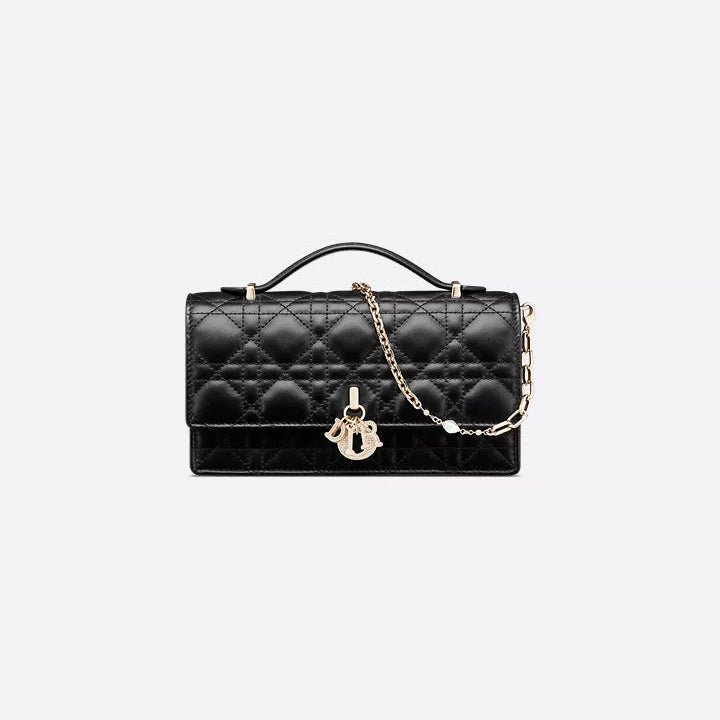 Dior Black Cannage  Bag with Elegant Gold Accents 2