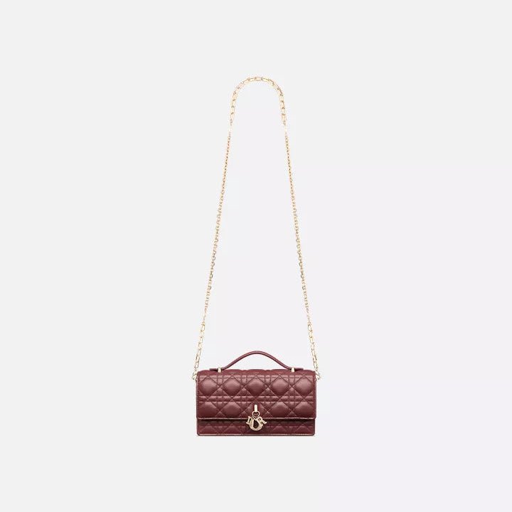 Dior Burgundy Cannage Bag with Gold Accents 5