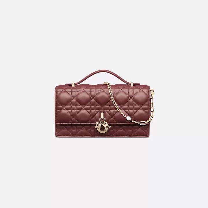Dior Burgundy Cannage Bag with Gold Accents 2