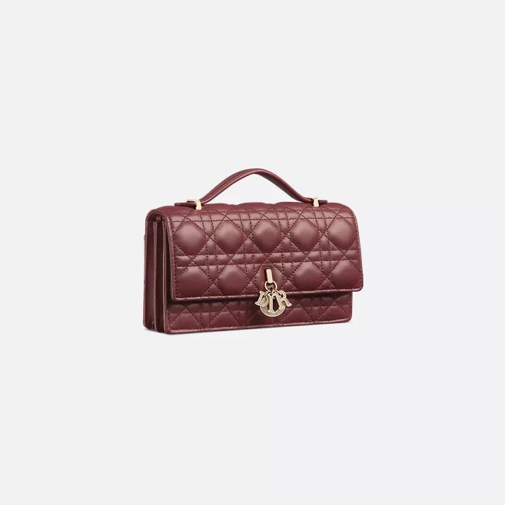 Dior Burgundy Cannage Bag with Gold Accents