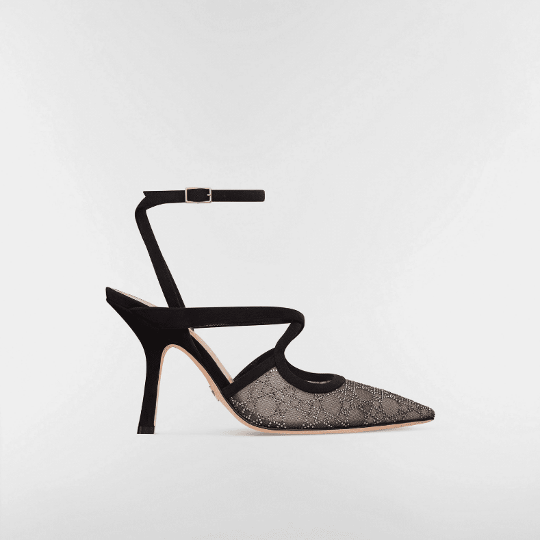 Dior Capture Pump Black Transparent Mesh with Silver-Tone Strass Cannage Motif 3