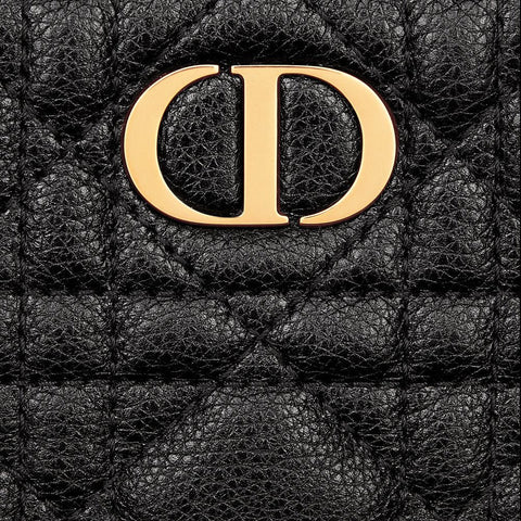 Dior Caro Lavender Wallet Black Supple Cannage Calfskin - BEAUTY BAR