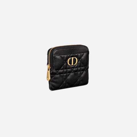 Dior Caro Lavender Wallet Black Supple Cannage Calfskin - BEAUTY BAR