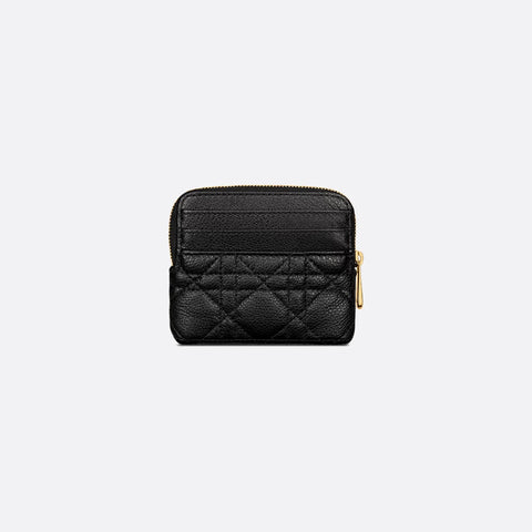 Dior Caro Lavender Wallet Black Supple Cannage Calfskin - BEAUTY BAR