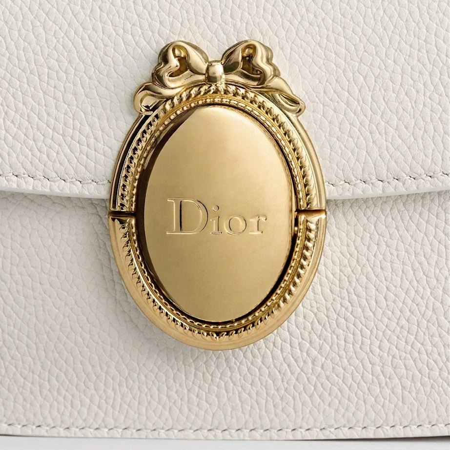 Dior Classic White Leather Bag With Gold Oval Buckle 5